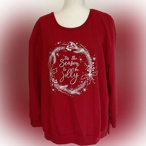 'Tis The Season To Be Jolly Cherry Red White Christmas Winter Holiday Sweatshirt